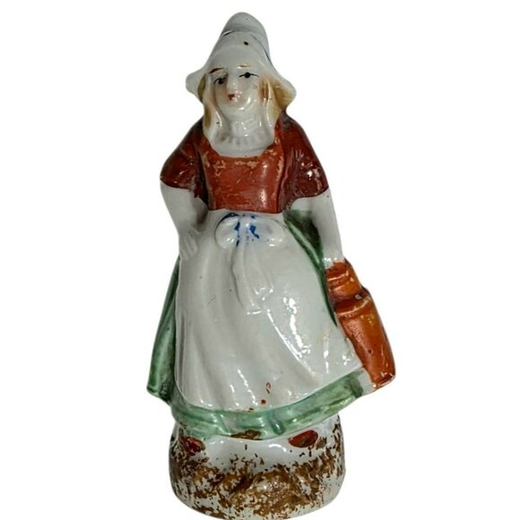 3 Vintage Folk Art Figurines Porcelain Dutch Woman Colonial Man European Japan - Picture 5 of 10